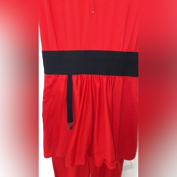 NOS VTG 80’s New Wave Red Spice of Life Knit Jumpsuit Romper Skirt Legs nwt M - Picture 4 of 7